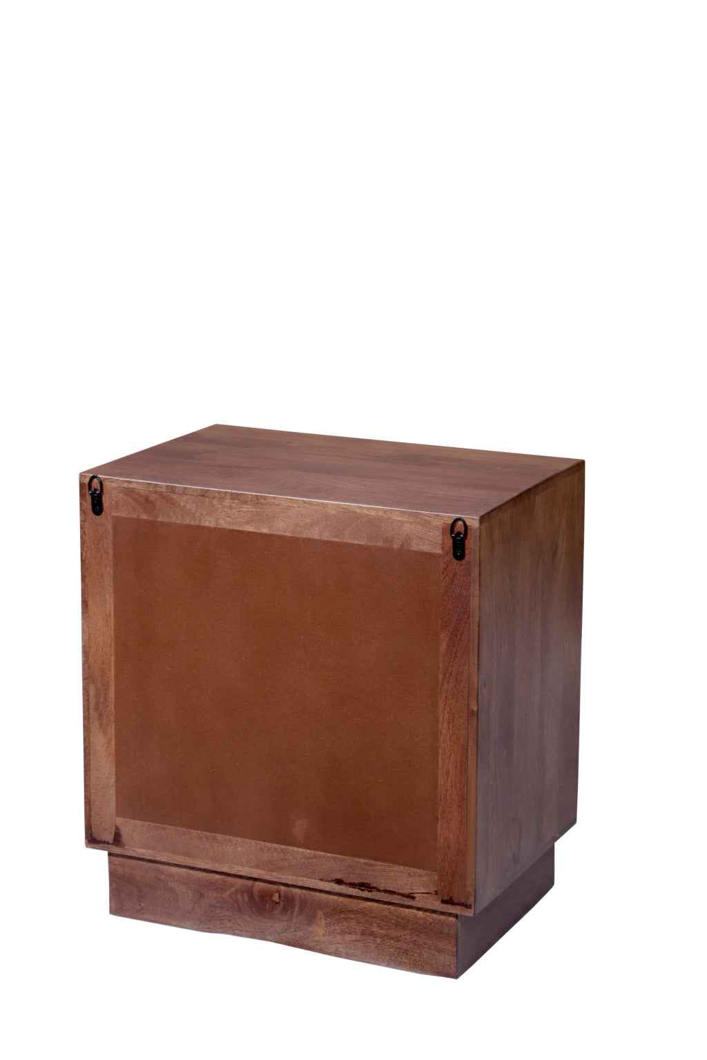 26" Brown Solid Wood Carved Abstract Two Drawer Nightstand