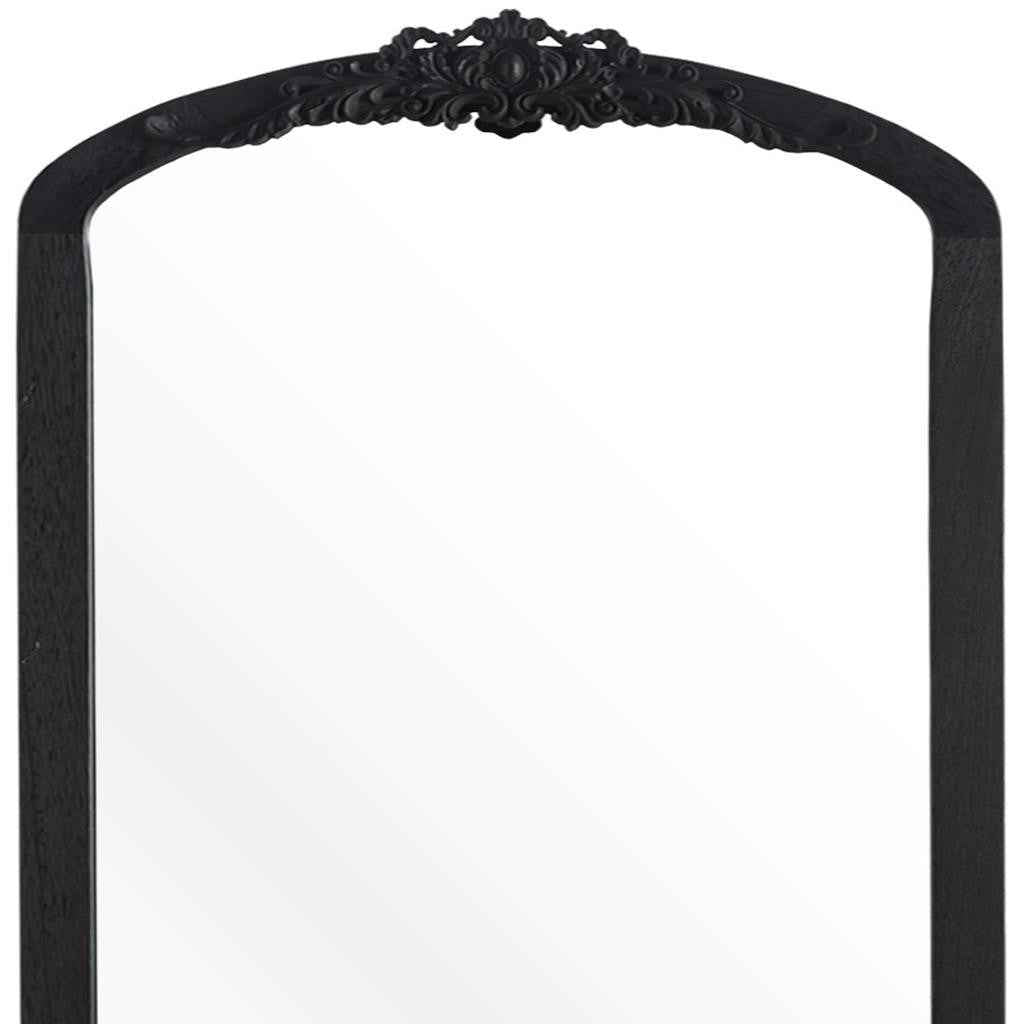 Black Wood Arch Freestanding Ornate Framed Accent Mirror