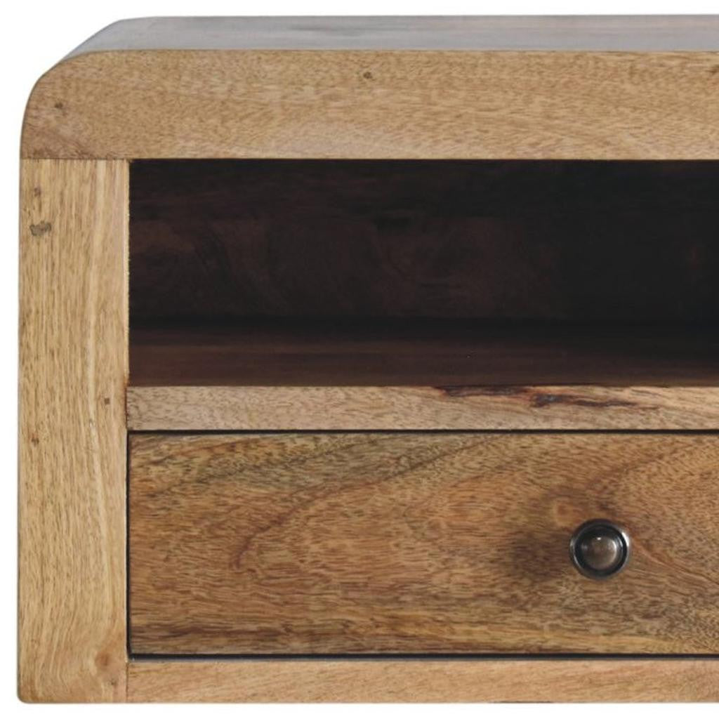 18" Brown Solid Wood One Drawer Floating Nightstand