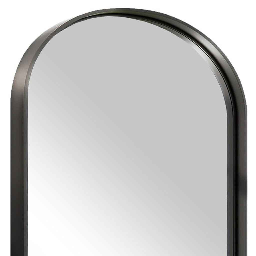 Black Aluminum Arch Freestanding Ornate Framed Accent Mirror