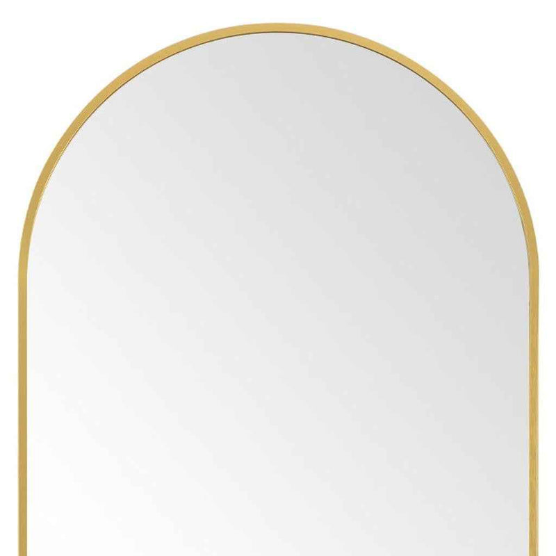 Gold Aluminum Arch Freestanding Ornate Framed Accent Mirror