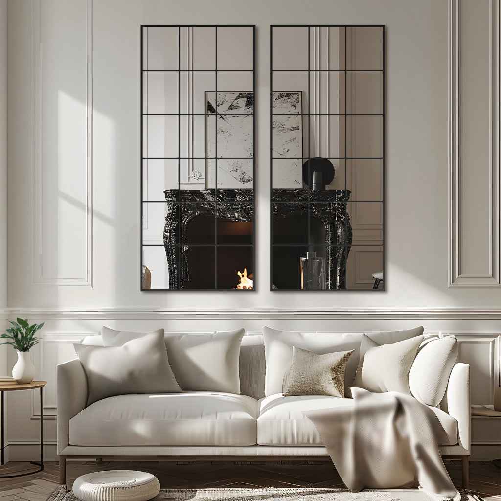 Black Aluminum Freestanding Ornate Framed Accent Mirror