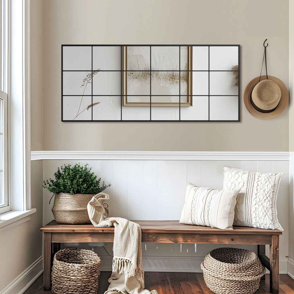 Black Aluminum Freestanding Ornate Framed Accent Mirror