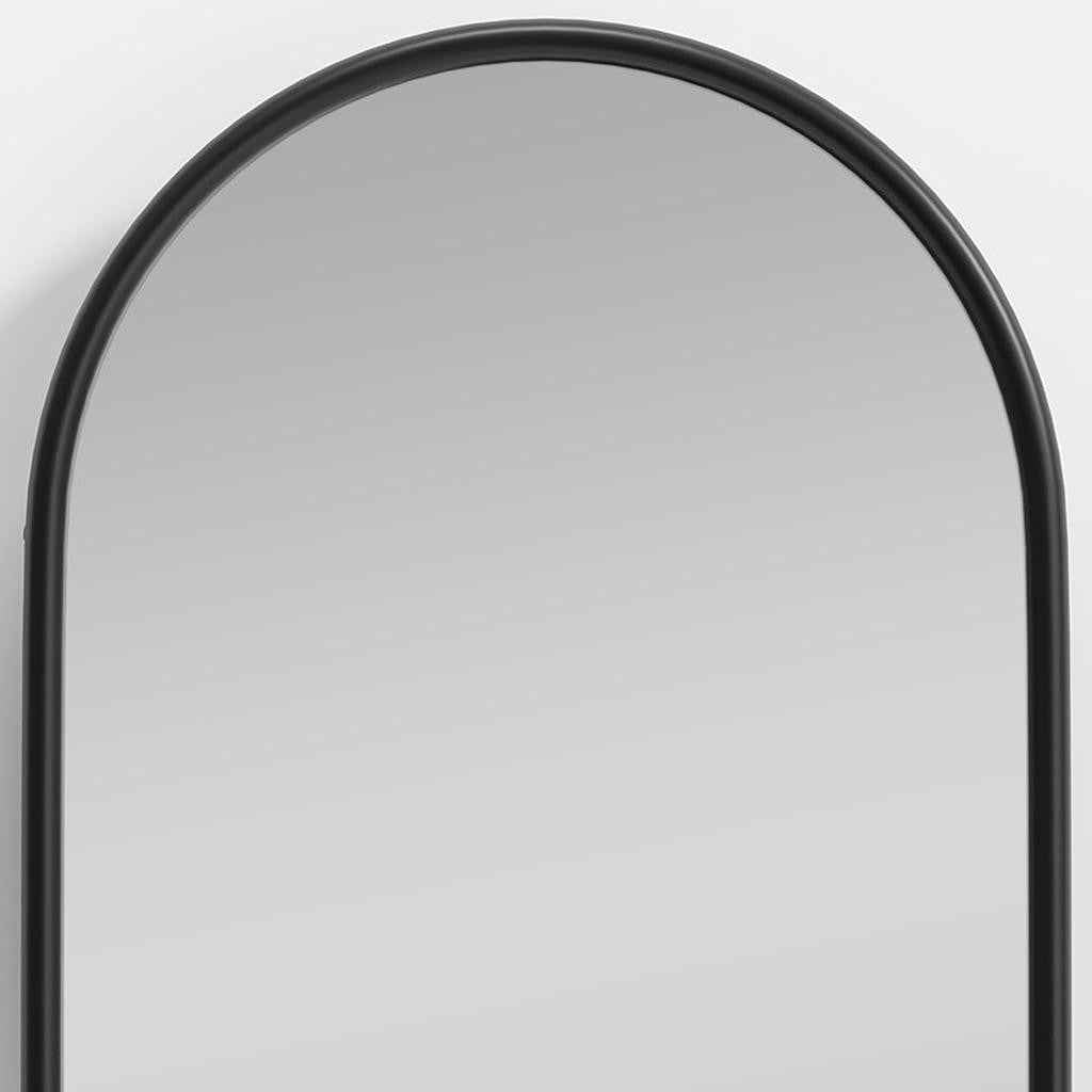Black Wood Arch Freestanding Ornate Framed Accent Mirror