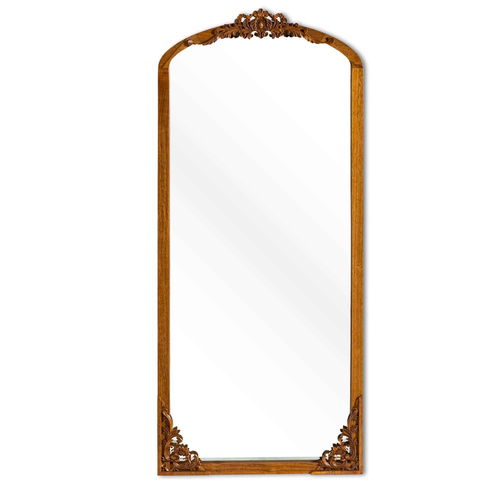 Gold Wood Arch Freestanding Ornate Framed Accent Mirror