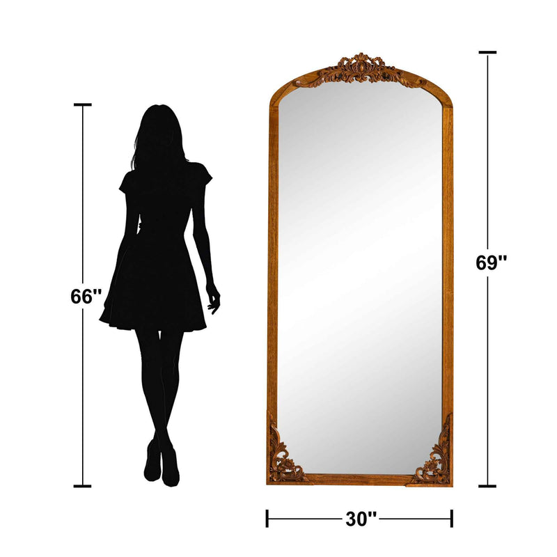 Gold Wood Arch Freestanding Ornate Framed Accent Mirror