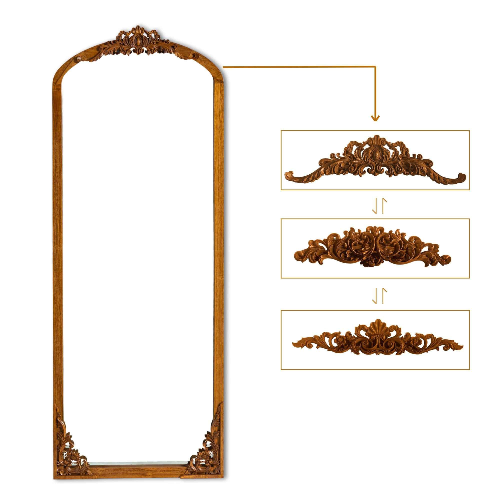 Gold Wood Arch Freestanding Ornate Framed Accent Mirror
