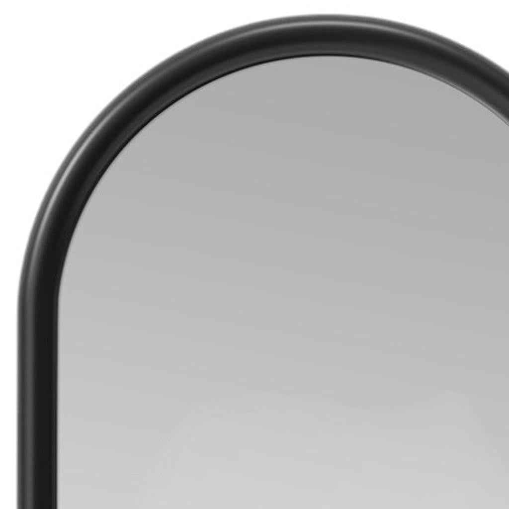 Black Wood Arch Freestanding Ornate Framed Accent Mirror