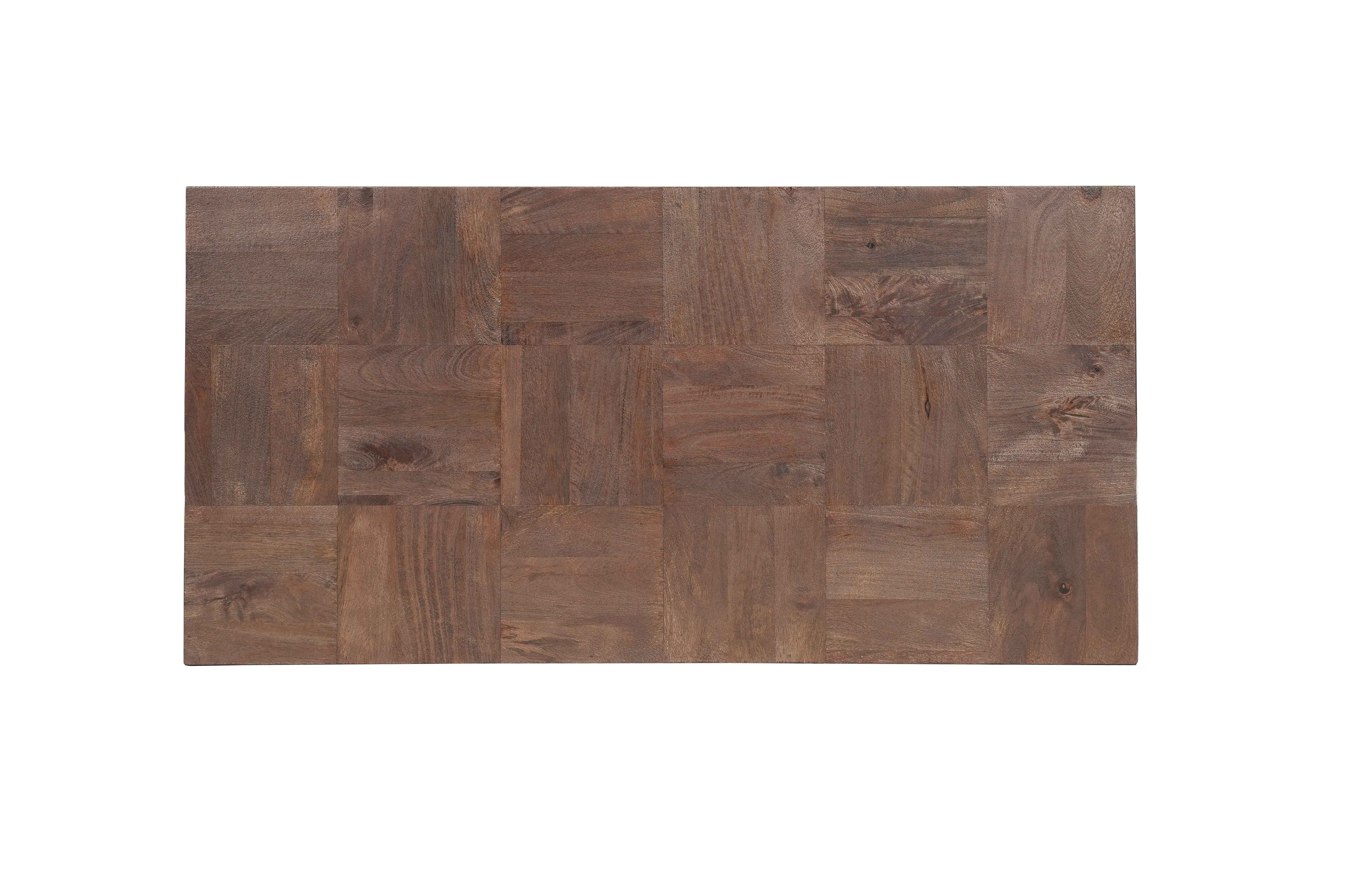 59" Dark Brown and Black Solid Wood Block Coffee Table