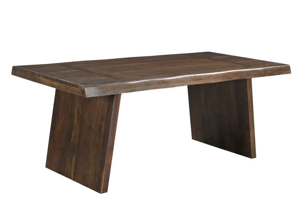 75" Dark Brown Solid Wood Live Edge Dining Table