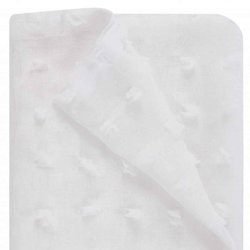 White Puff Sheer Shower Curtain