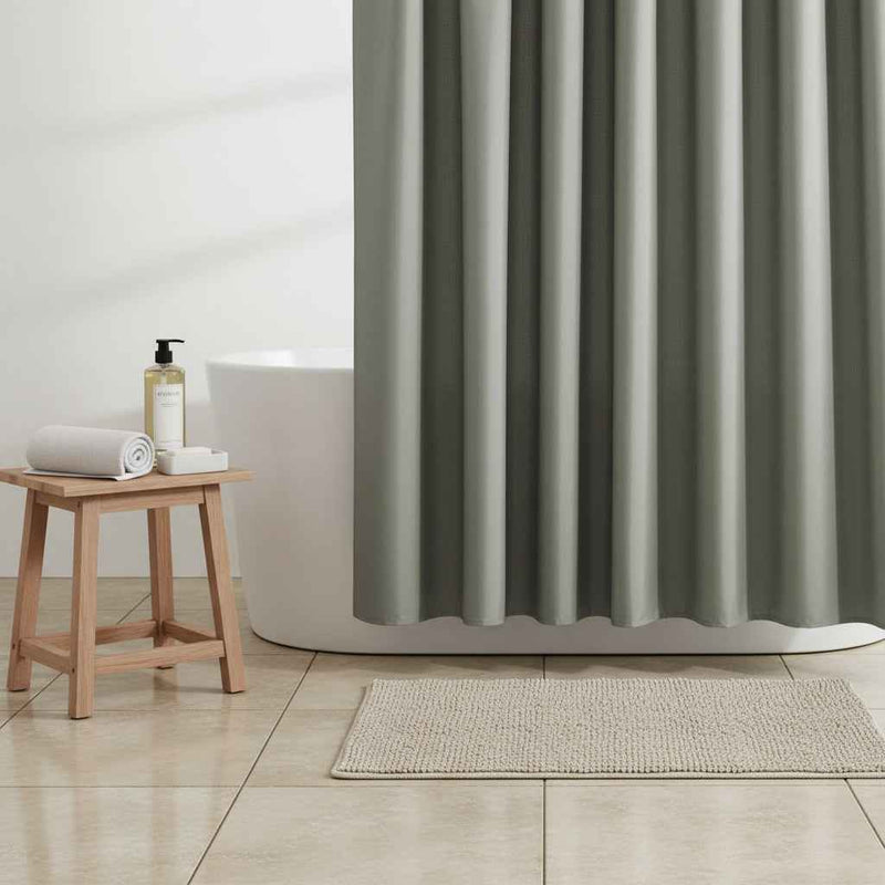 Gray Sheer and Grid Shower Curtain and Liner Set