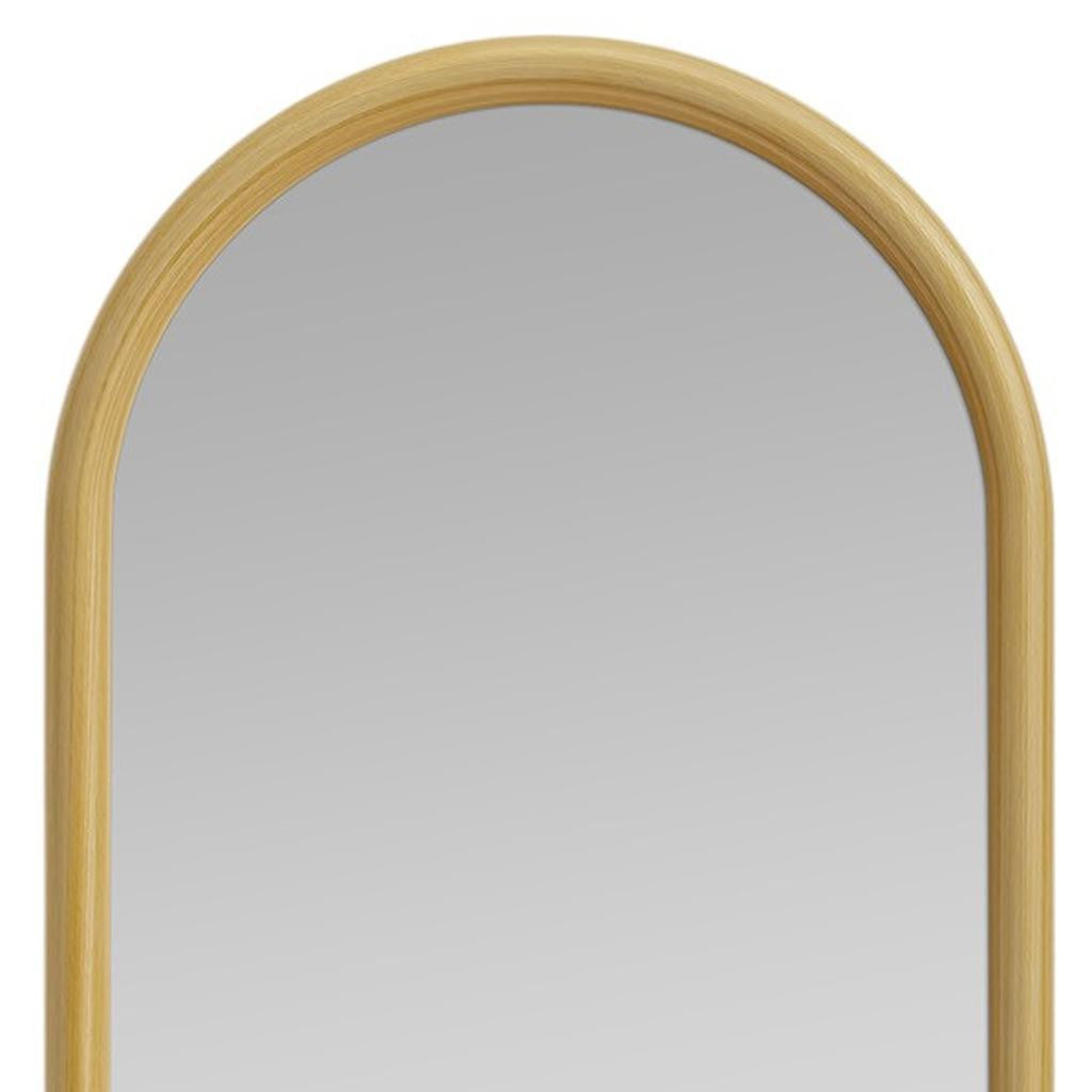 64" Natural Solid Wood Arch Leaning Framed Full Length Mirror - Bed & Bath