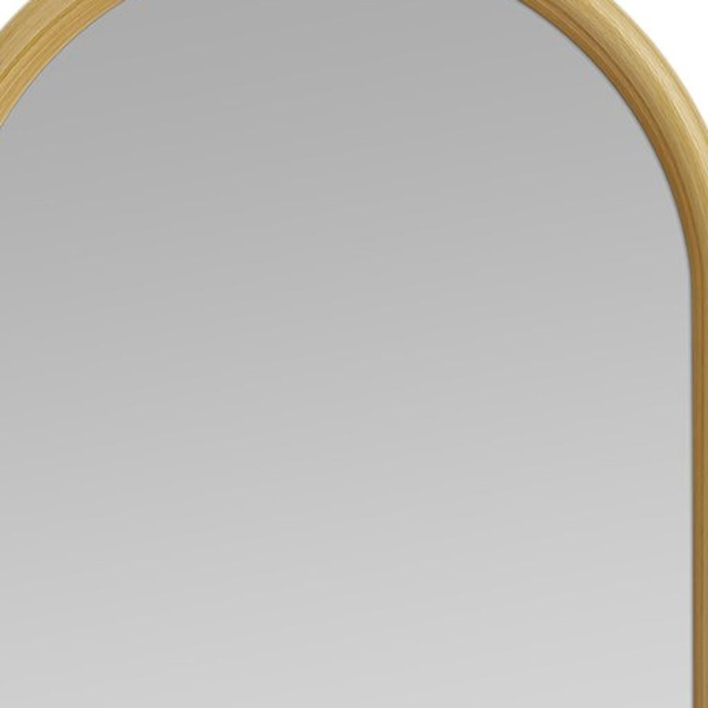 64" Natural Solid Wood Arch Leaning Framed Full Length Mirror - Bed & Bath