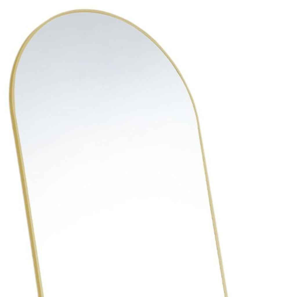 63" Gold Metal Arch Freestanding and Wall Mount Framed Full Length Mirror