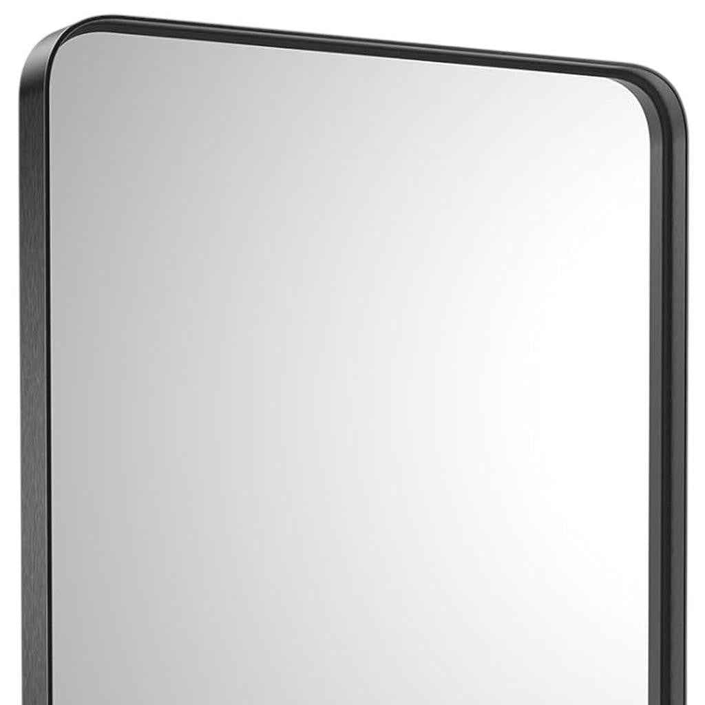 35" Black Metal Floating Framed Bathroom Vanity Mirror