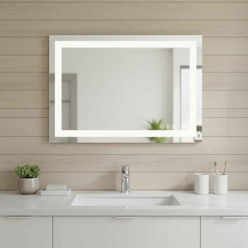24" Clear Lighted Frameless Bathroom Vanity Mirror