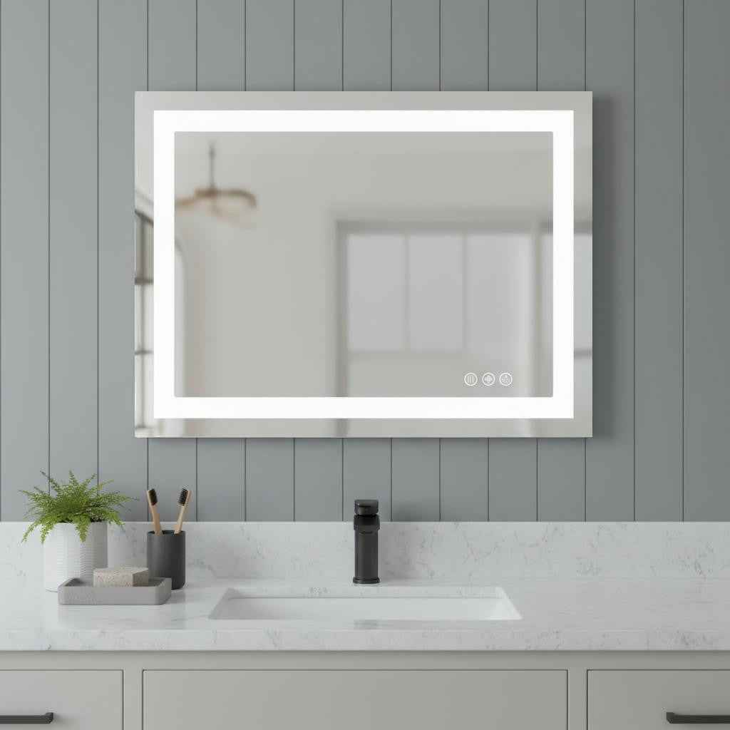 28" Clear Lighted Frameless Bathroom Vanity Mirror