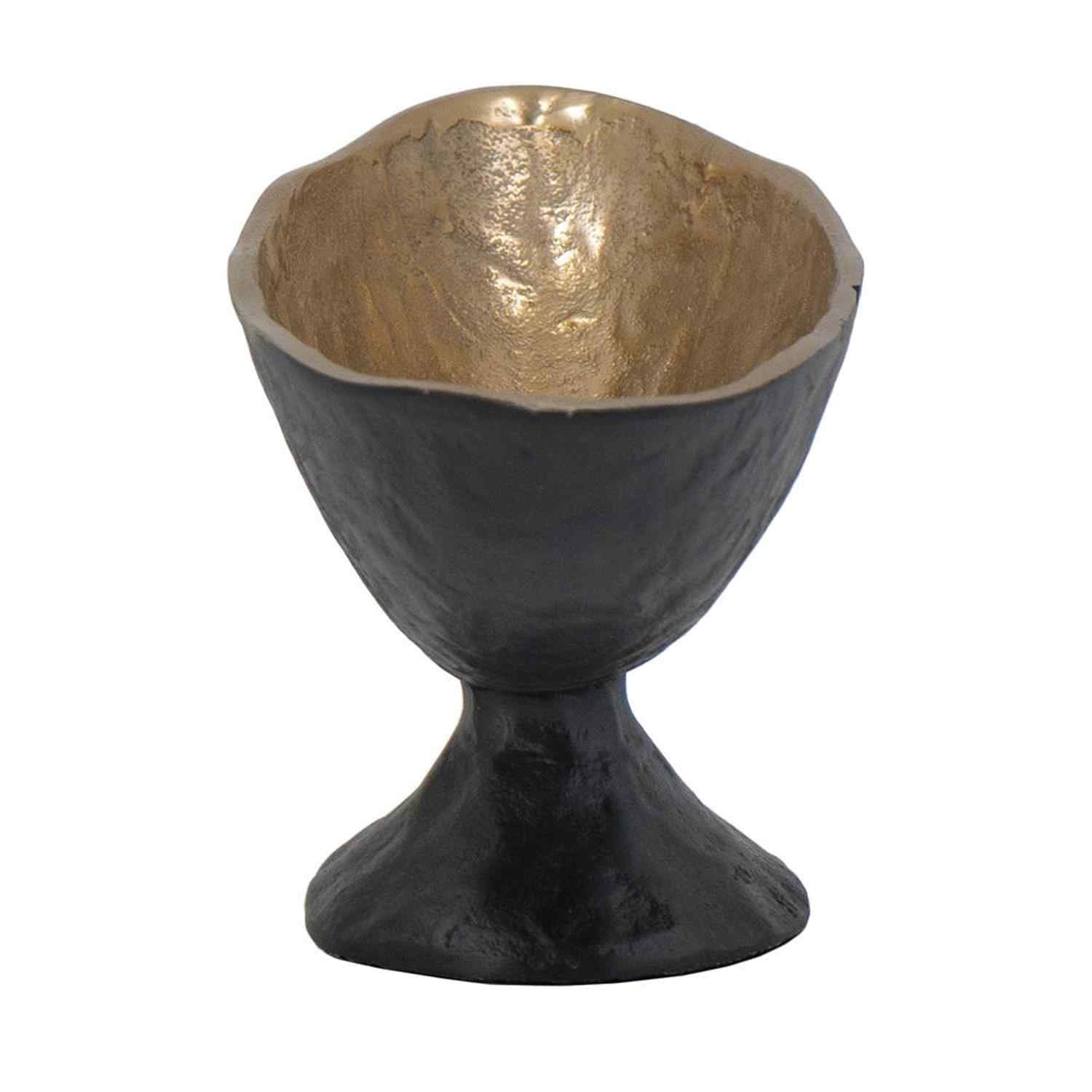 14" Black And Gold Aluminum Oval Pedestal Centerpiece Bowl - Kitchen & Dining