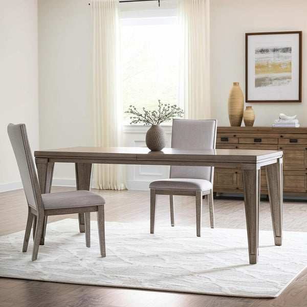Set of Two Gray Fabric And Solid Wood Dining Side Chairs - Kitchen & Dining