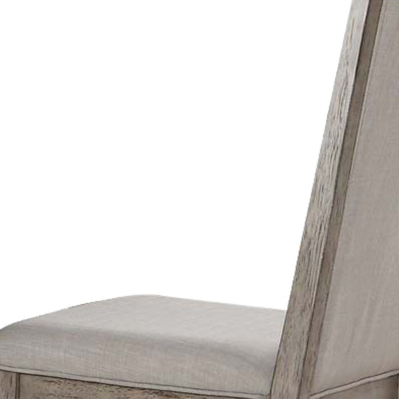 Set of Two Gray Fabric And Solid Wood Dining Side Chairs - Kitchen & Dining