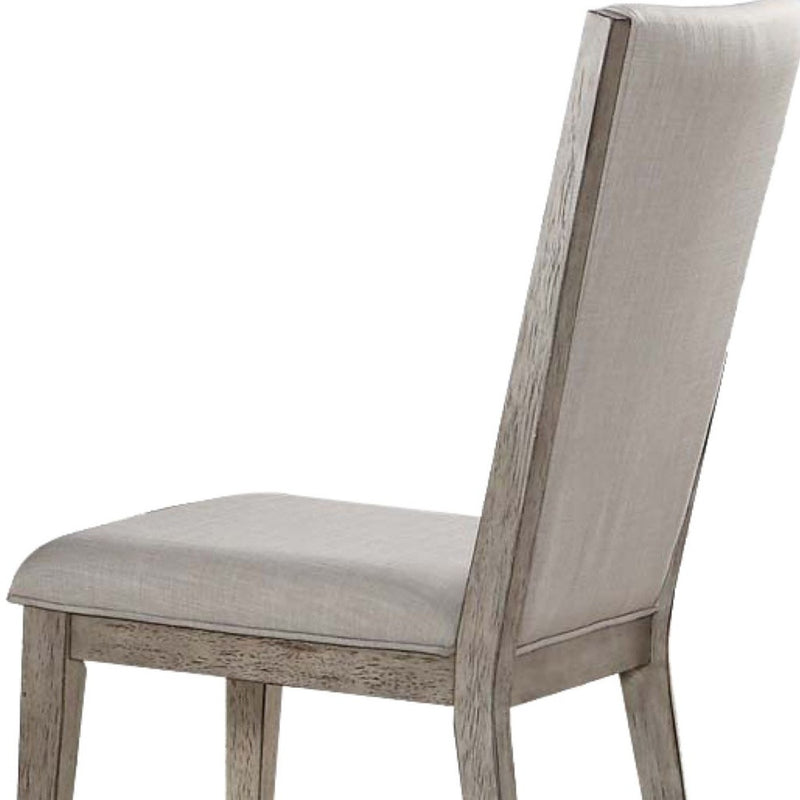 Set of Two Gray Fabric And Solid Wood Dining Side Chairs - Kitchen & Dining