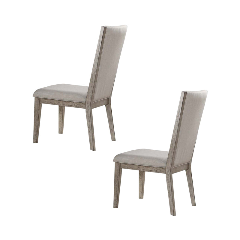 Set of Two Gray Fabric And Solid Wood Dining Side Chairs - Kitchen & Dining