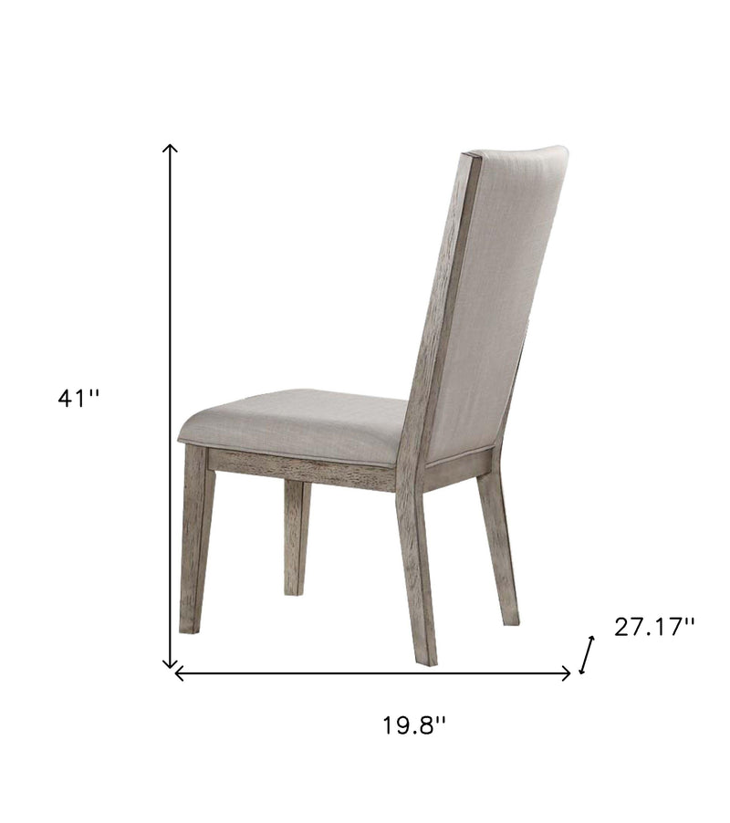 Set of Two Gray Fabric And Solid Wood Dining Side Chairs - Kitchen & Dining