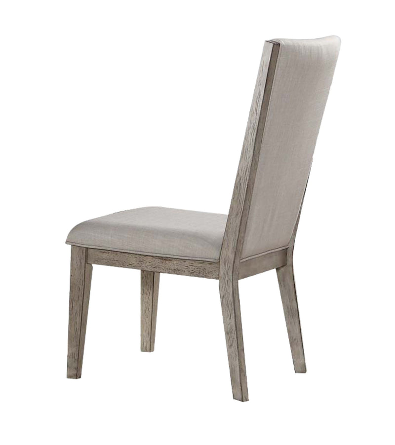 Set of Two Gray Fabric And Solid Wood Dining Side Chairs - Kitchen & Dining