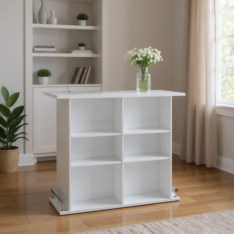 47" White Wood Rectangular Bar Table - Living Room