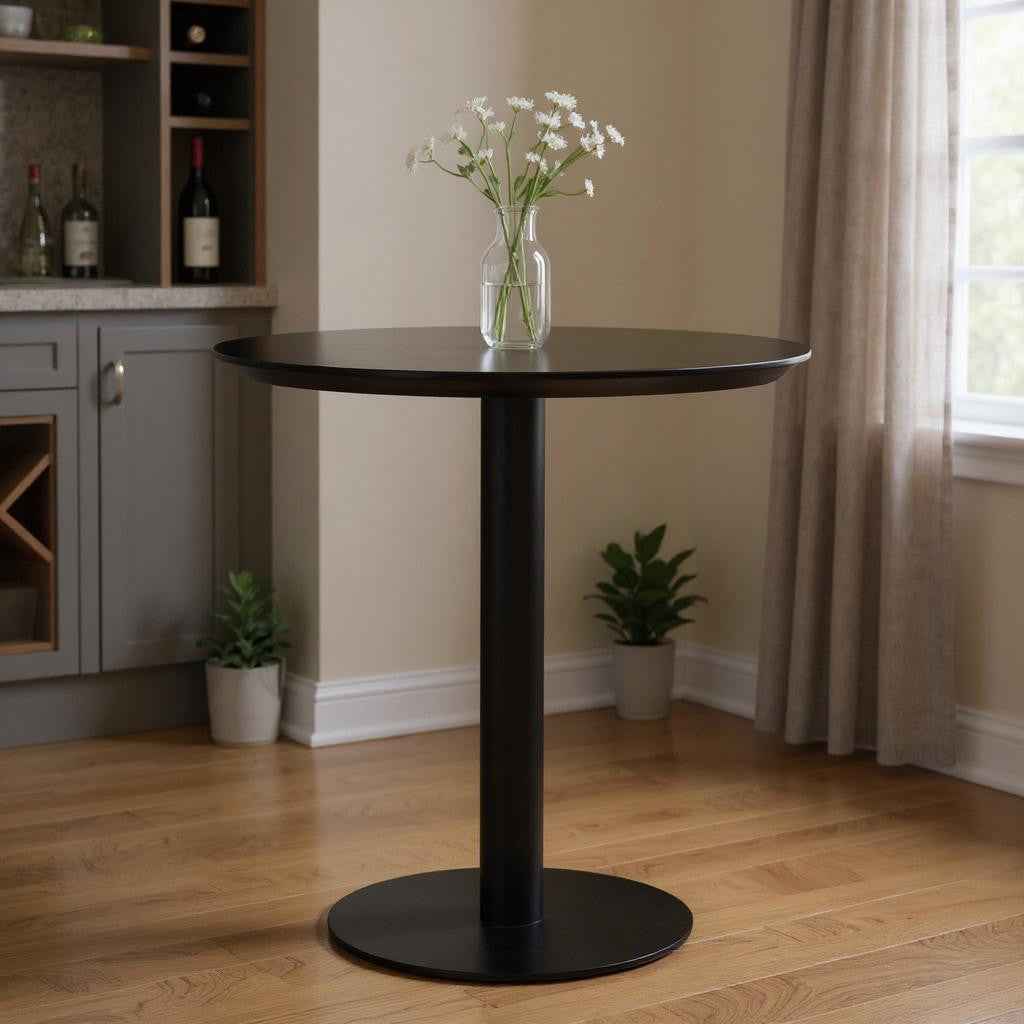 32" Black Rounded Steel Bar Table