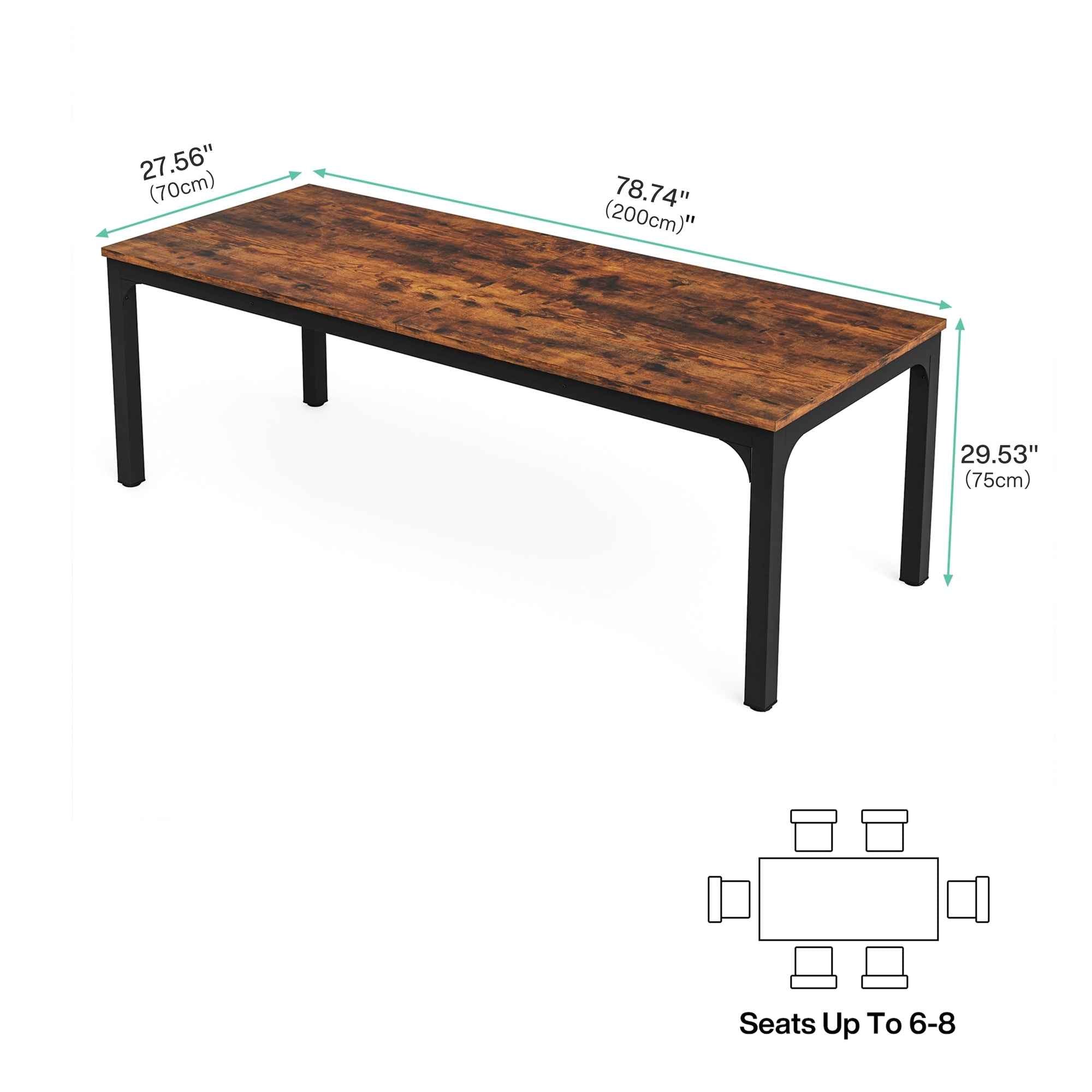 46" Brown Solid Wood Dining Table
