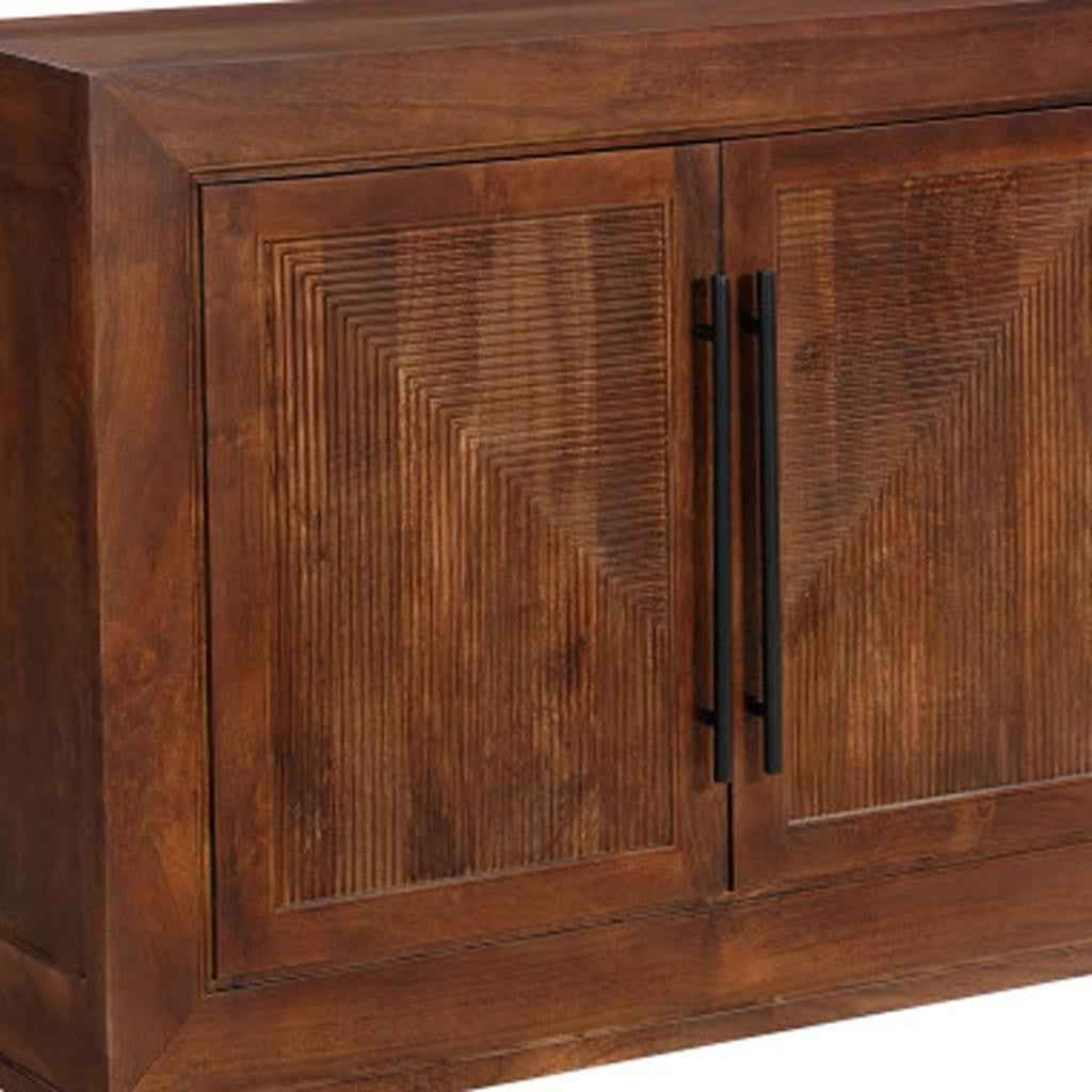 102" Dark Brown Solid Wood Sideboard with Four Doors
