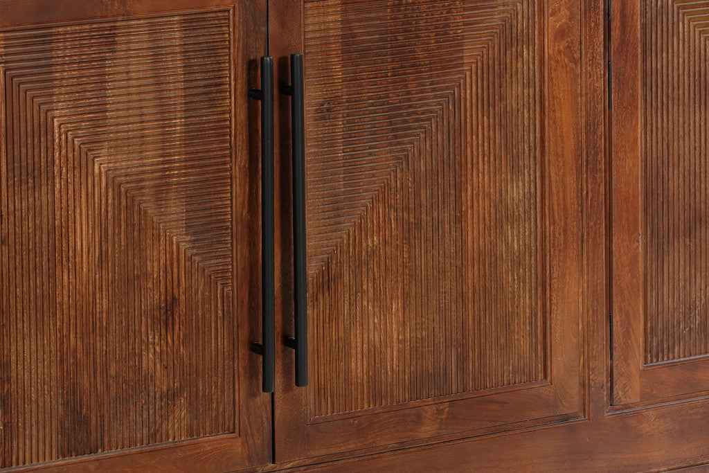 102" Dark Brown Solid Wood Sideboard with Four Doors