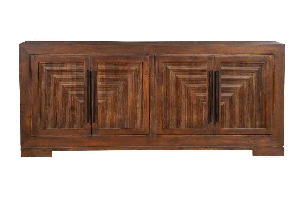 102" Dark Brown Solid Wood Sideboard with Four Doors