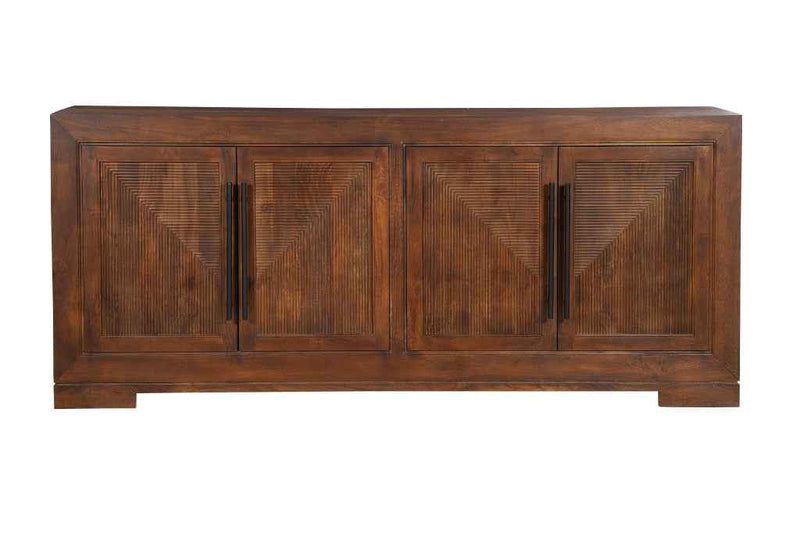102" Dark Brown Solid Wood Sideboard with Four Doors