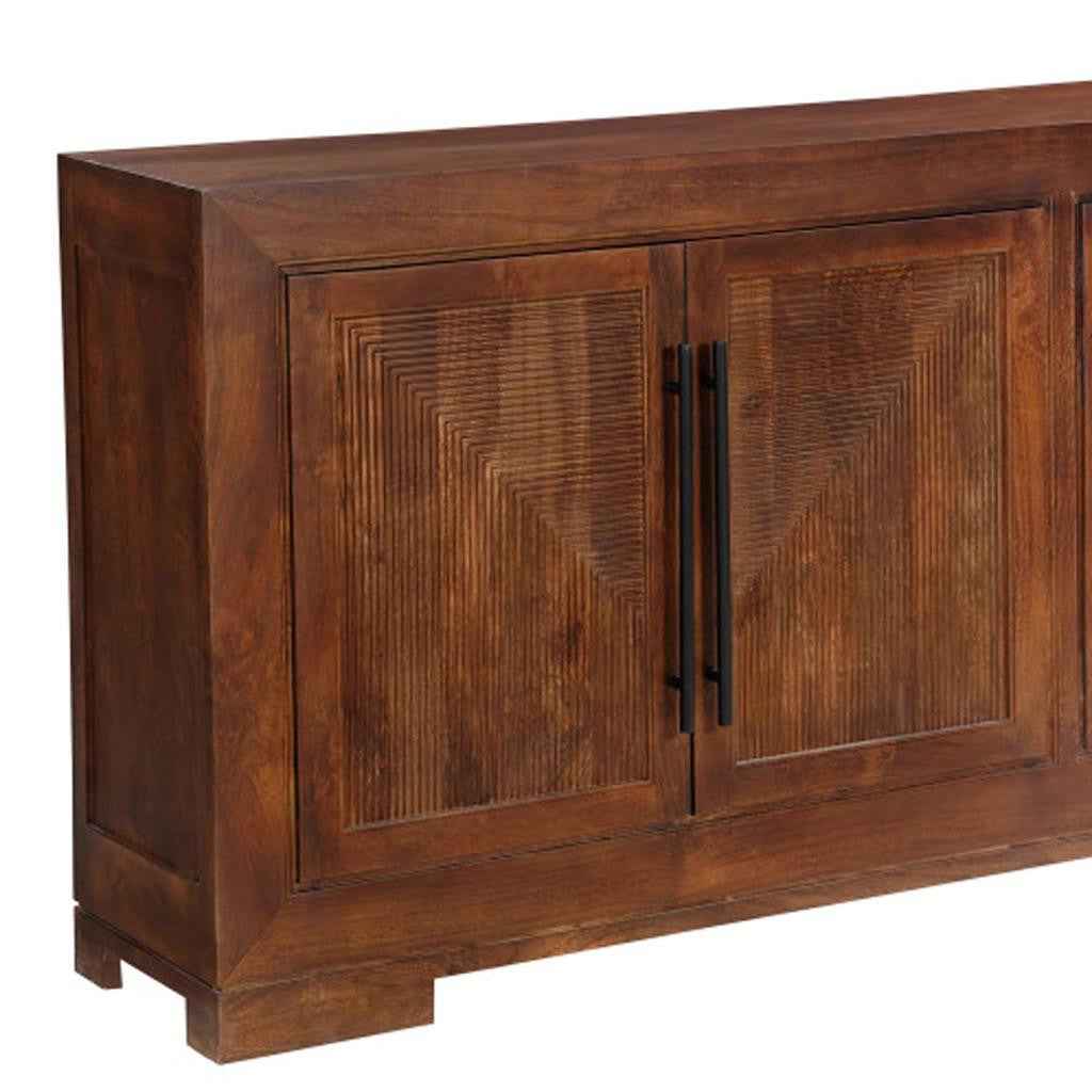102" Dark Brown Solid Wood Sideboard with Four Doors