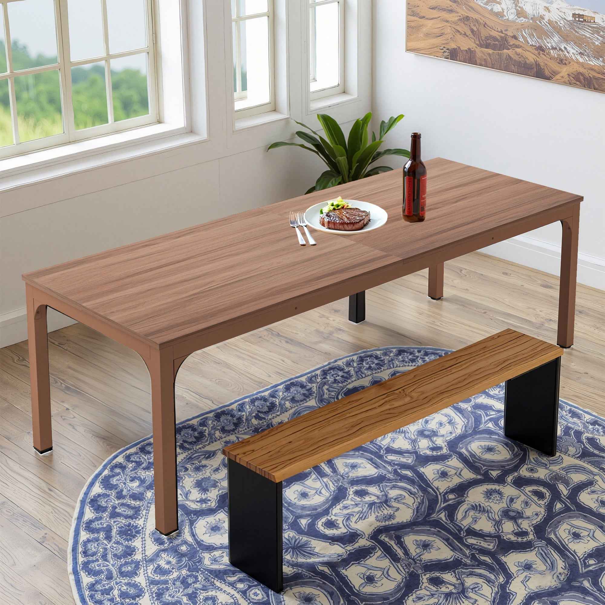 46" Brown Solid Wood Dining Table