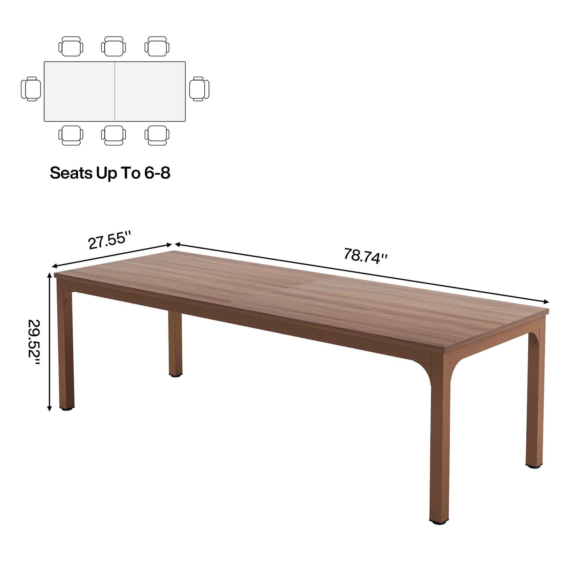 46" Brown Solid Wood Dining Table