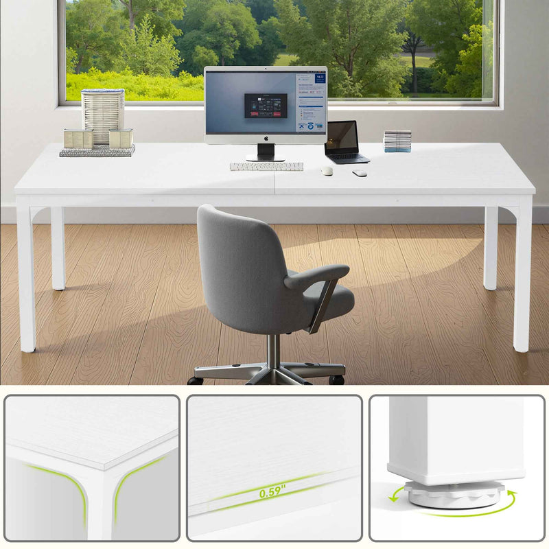 46" White Solid Wood Dining Table