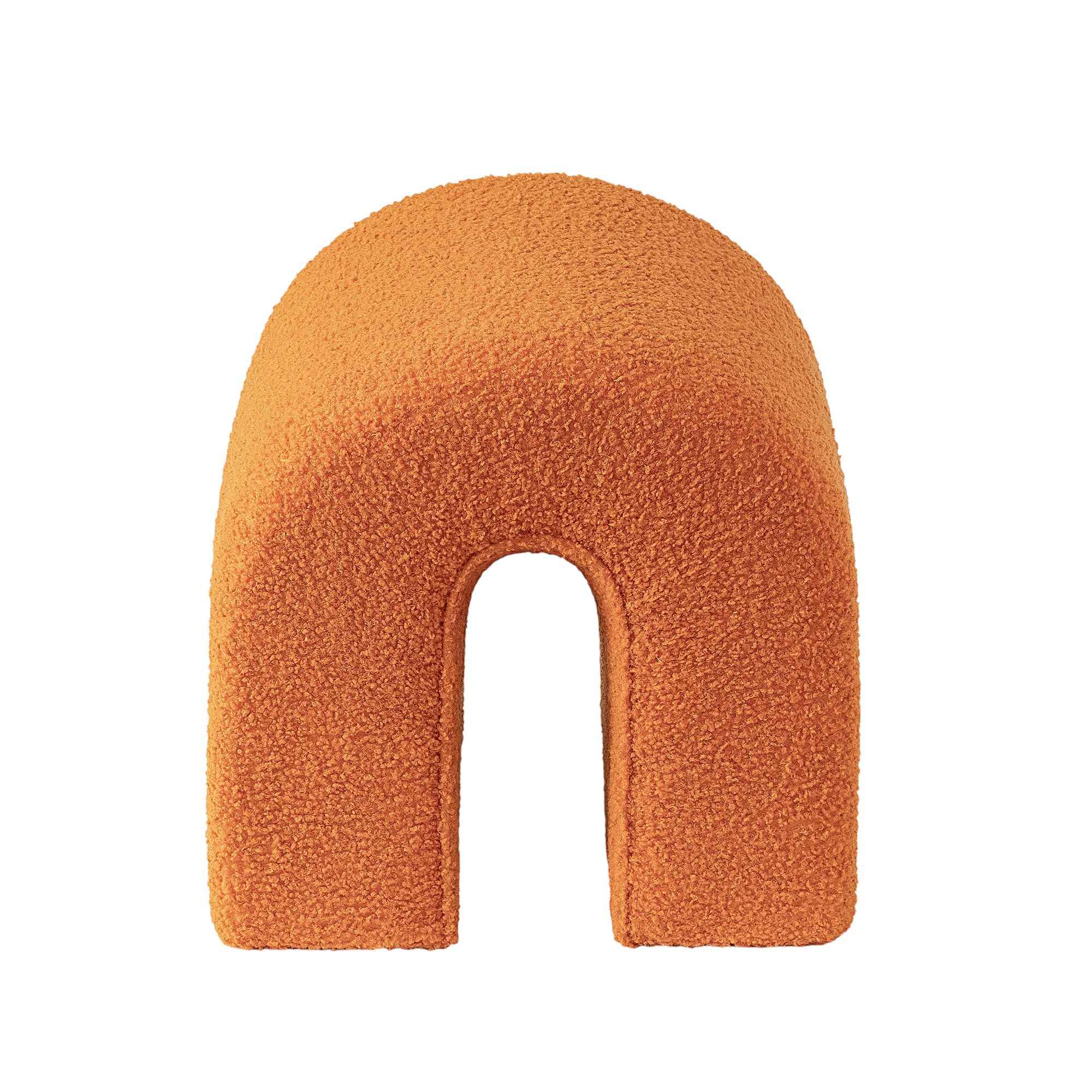 17" Orange Boucle Oval Footstool Ottoman