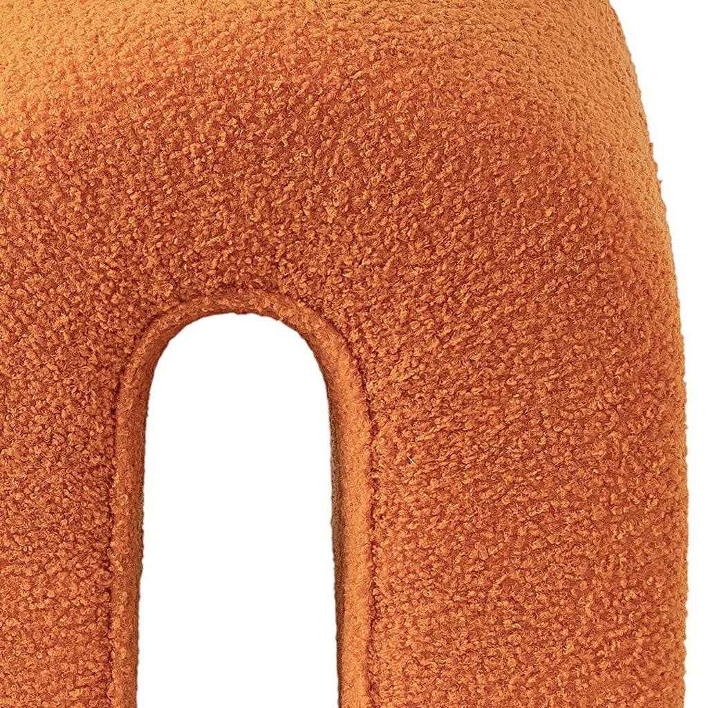 17" Orange Boucle Oval Footstool Ottoman