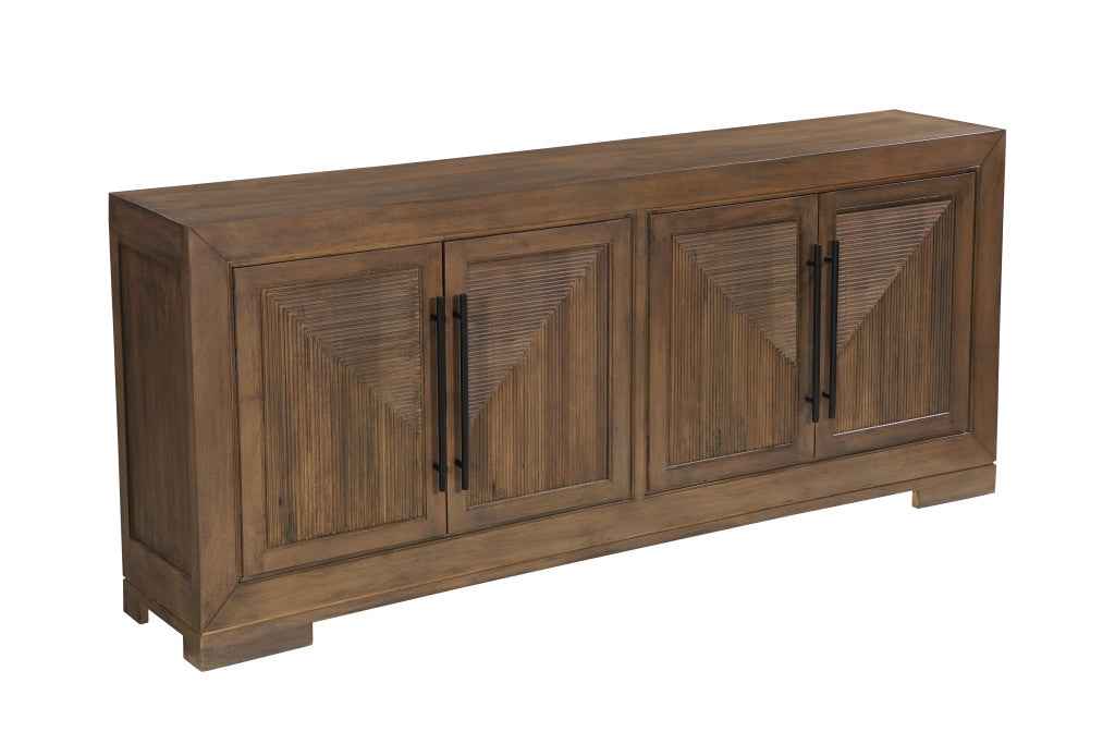102" Dark Brown Solid Wood Sideboard with Four Doors