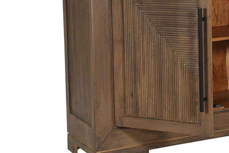 102" Dark Brown Solid Wood Sideboard with Four Doors