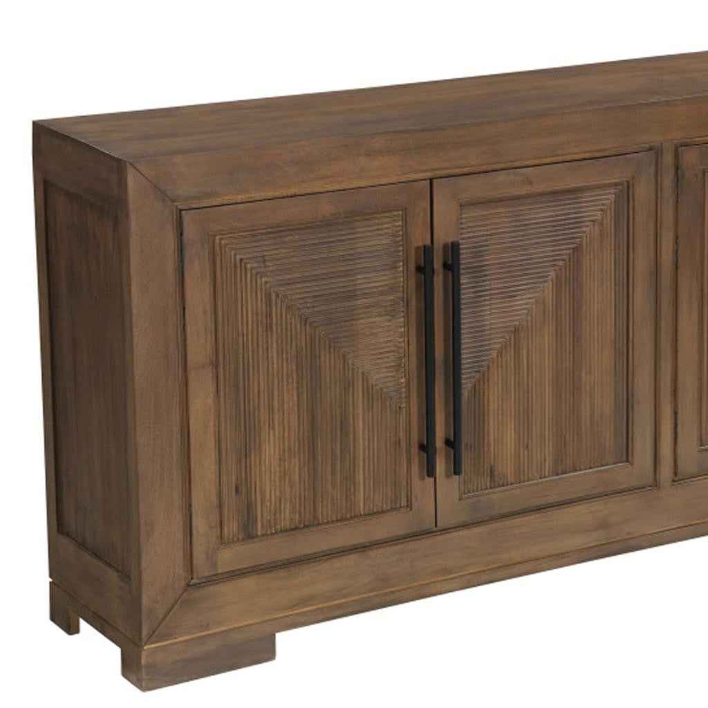 102" Dark Brown Solid Wood Sideboard with Four Doors