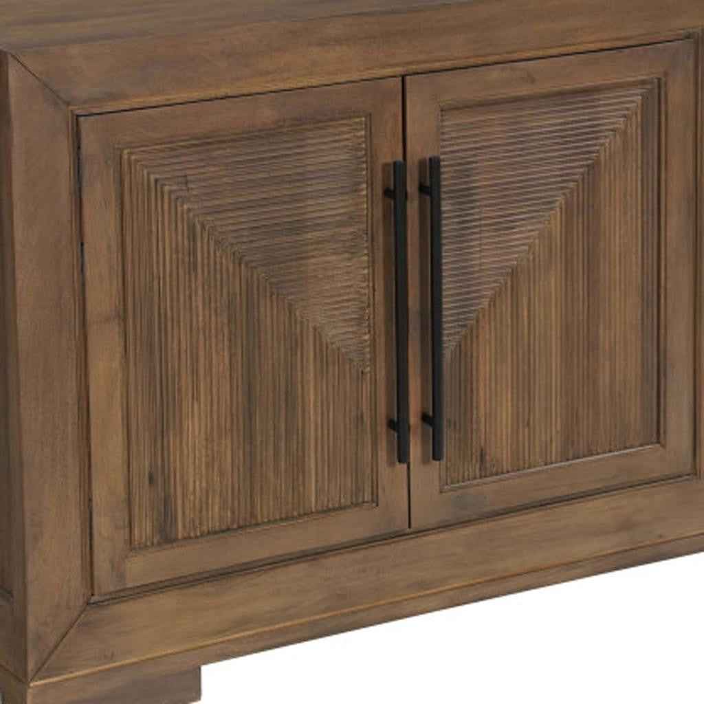 102" Dark Brown Solid Wood Sideboard with Four Doors