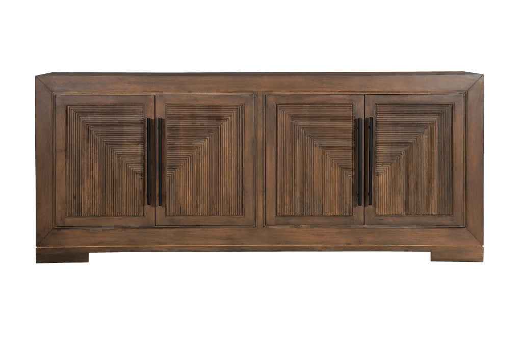 102" Dark Brown Solid Wood Sideboard with Four Doors
