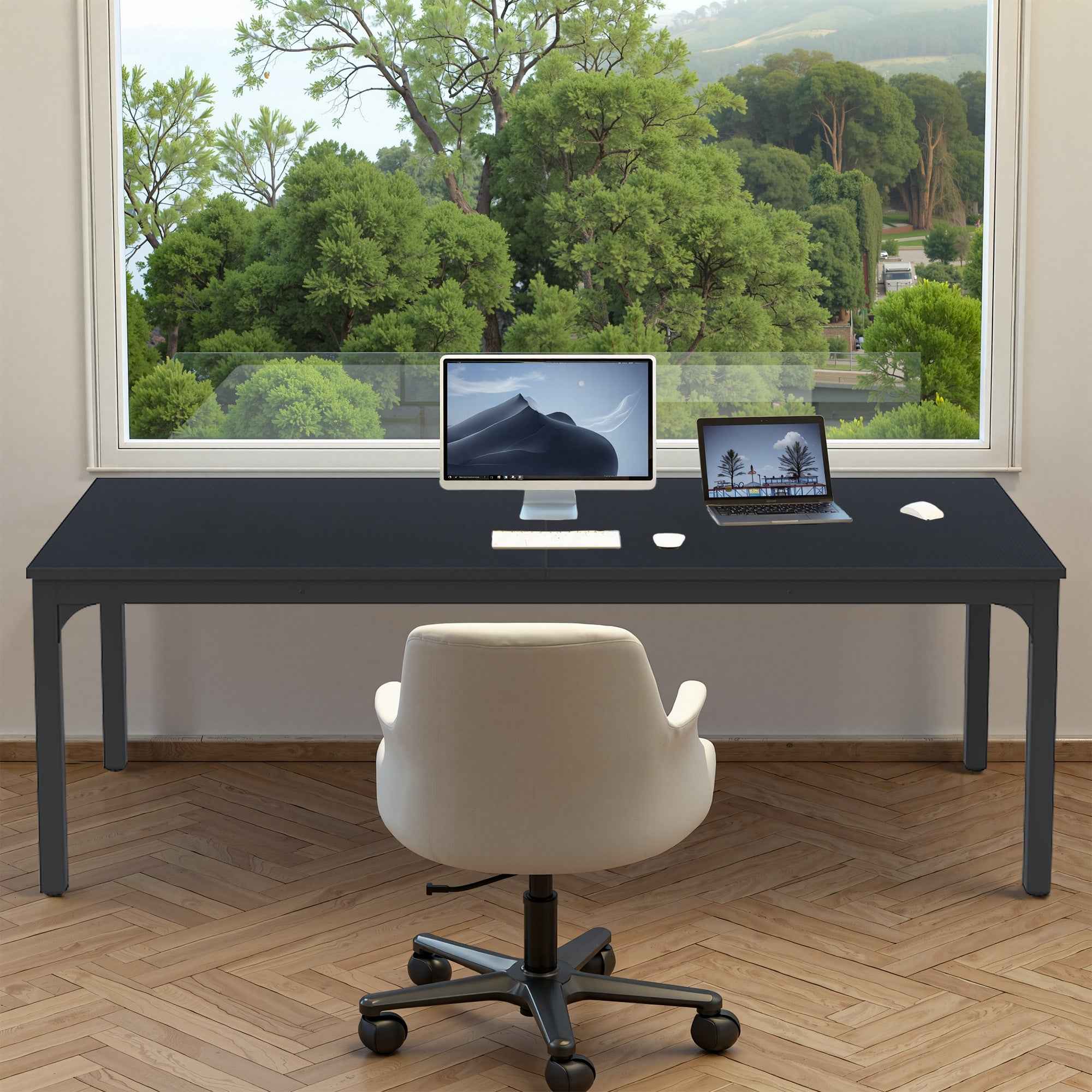 46" Black Solid Wood Dining Table