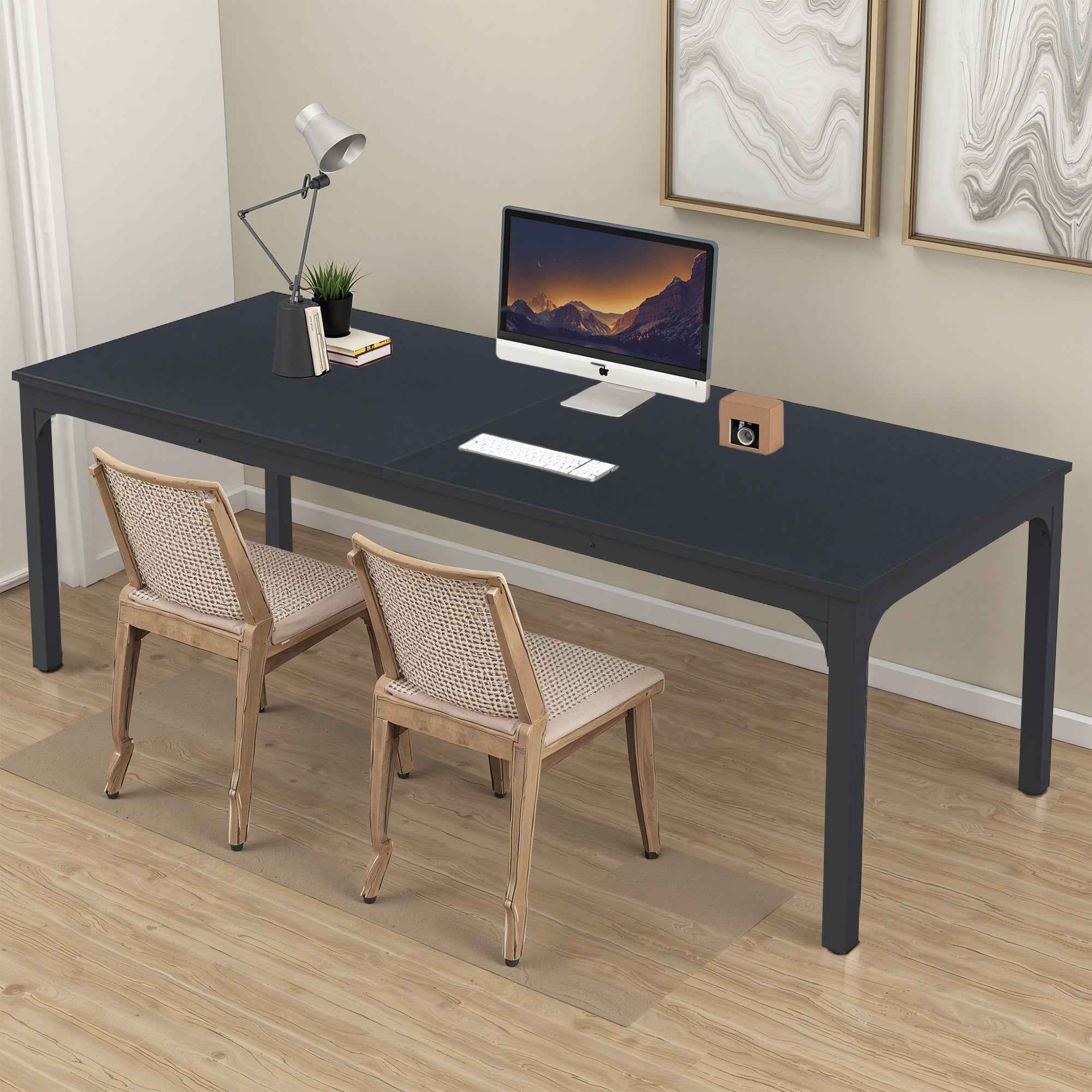 46" Black Solid Wood Dining Table