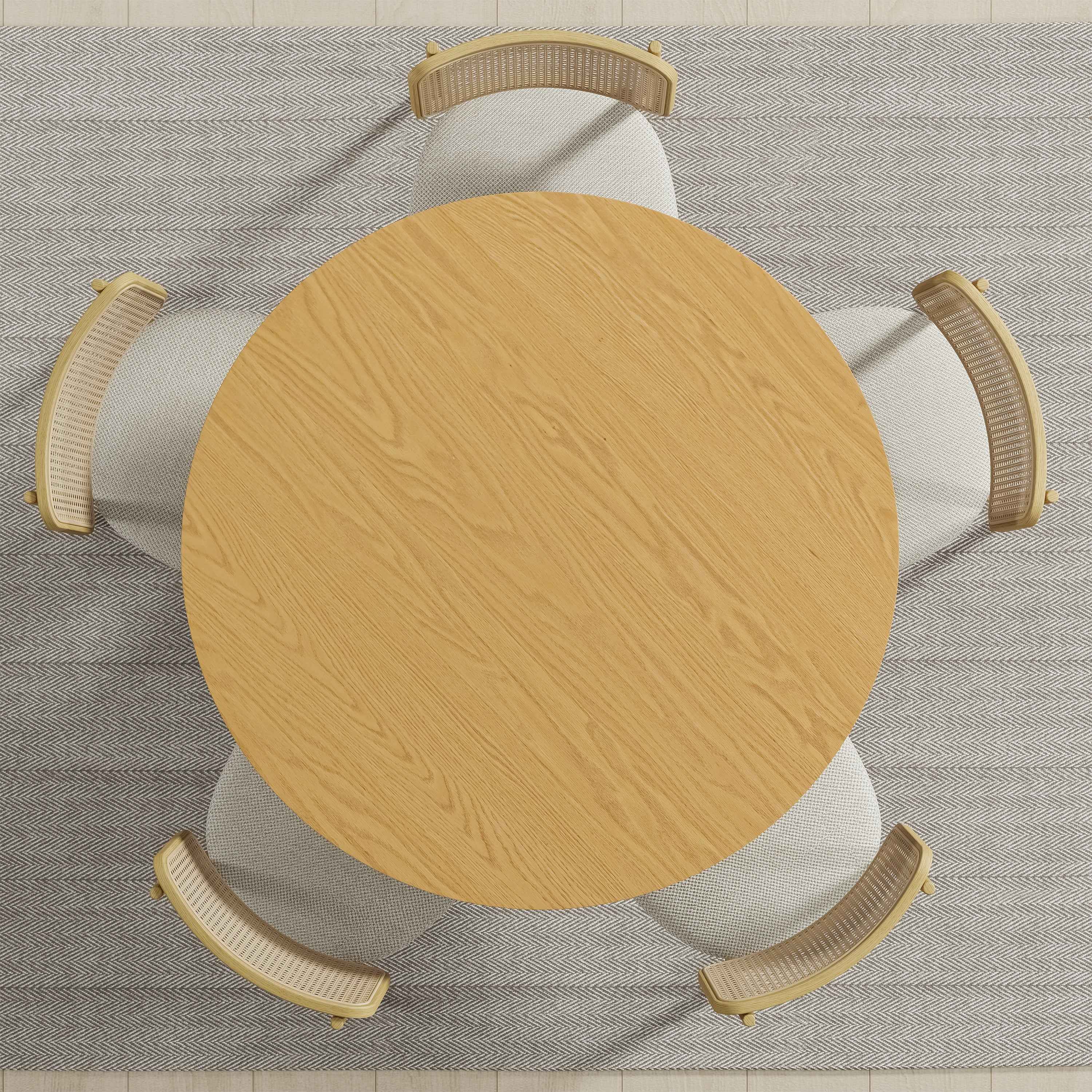 45" Beige Solid Wood Round Top Dining Table